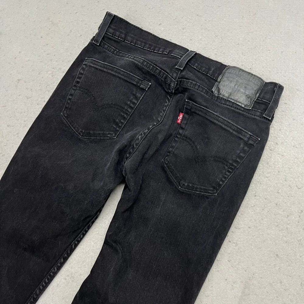 Levis 511 Slim Fit Jeans Mens 29x30 Black Denim Faded Stretch Casual Zip Fly